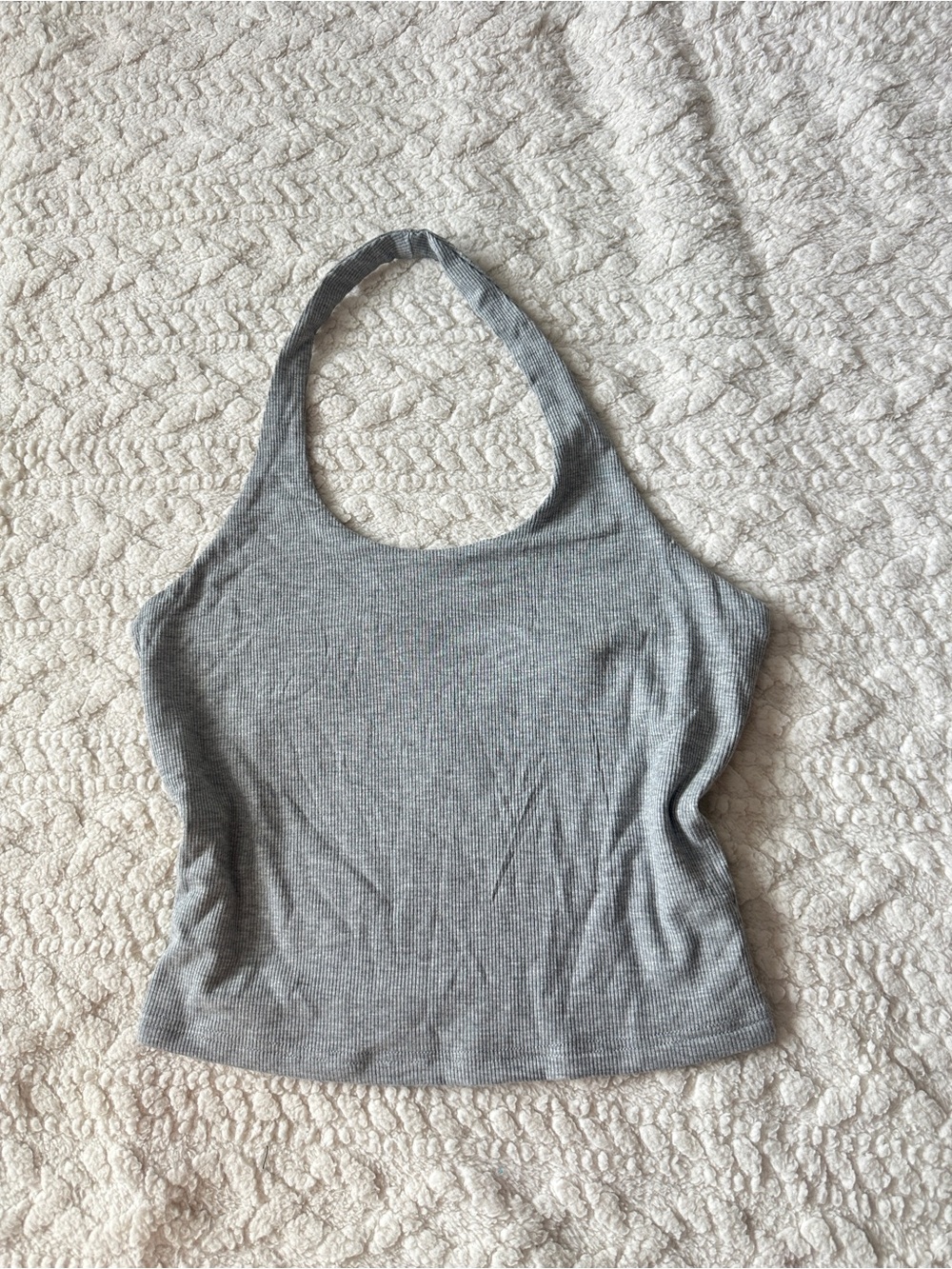 Women’s Gray Ribbed Halter Tank Top